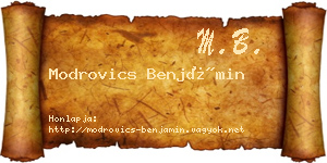 Modrovics Benjámin névjegykártya
